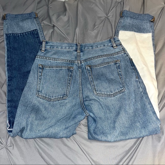 Rare Brandy Melville Kenzo Denim Two-Tone Patch Jeans - Picture 7 of 8